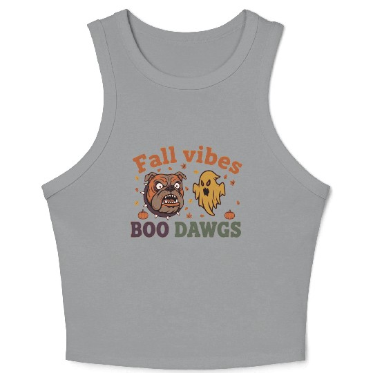 Fall vibes | Halloween Bulldog Ghost  Crop Tank Top