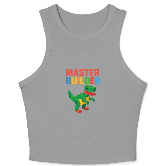 Master Builder T Rex Dinosaur Gift Idea  Crop Tank Top