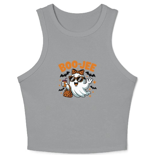 Boo-Jee Ghost Cute Leopard Print Halloween Boojee Crop Tank Top