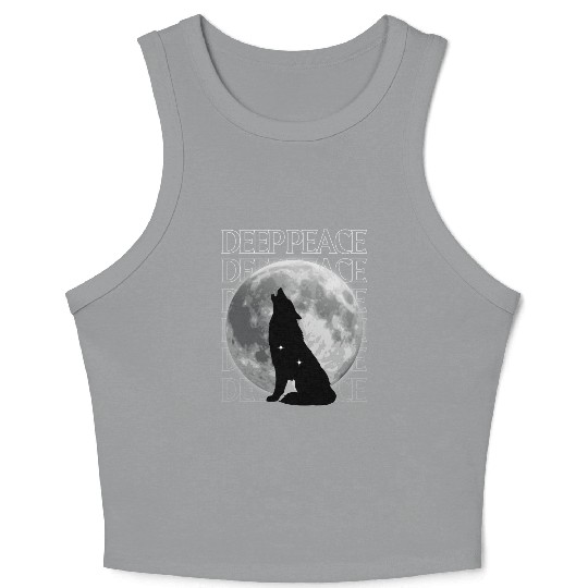 Wolf Howling at Full Moon Design Crop Tank Top