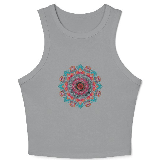 Vivid Floral Mandala Pattern Crop Tank Top