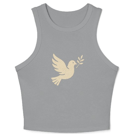 Elegant Dove with Olive Branch Design Crop Tank Top