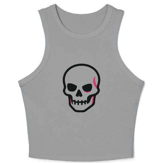 Neon Pink Skull Graphic Design Crop Tank Top