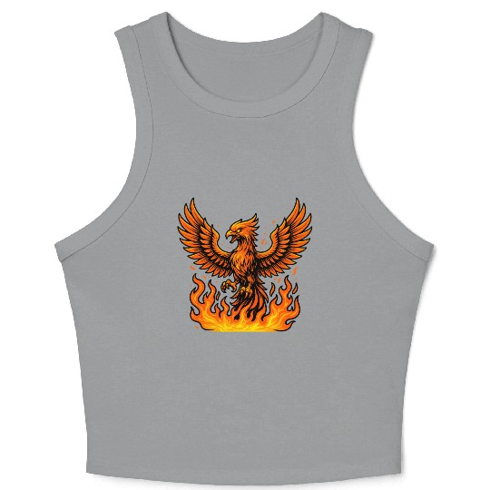 Fiery Phoenix Rising Illustration Crop Tank Top