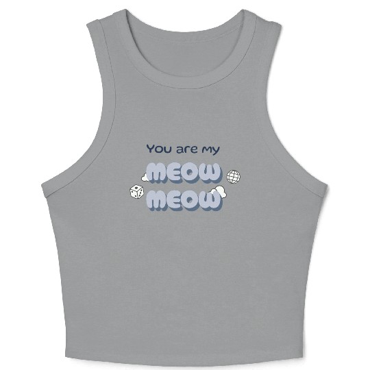 Adorable Meow Duo Typography Design Crop Tank Top