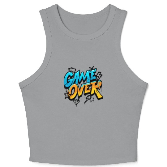Graffiti Style Game Over Design Crop Tank Top