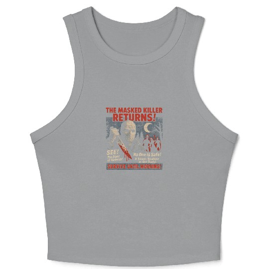 Masked Killer Returns Slasher Movie Poster Vintage Crop Tank Top