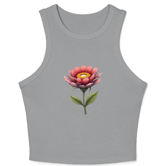 Elegant Pink Lotus Blossom Design Crop Tank Top
