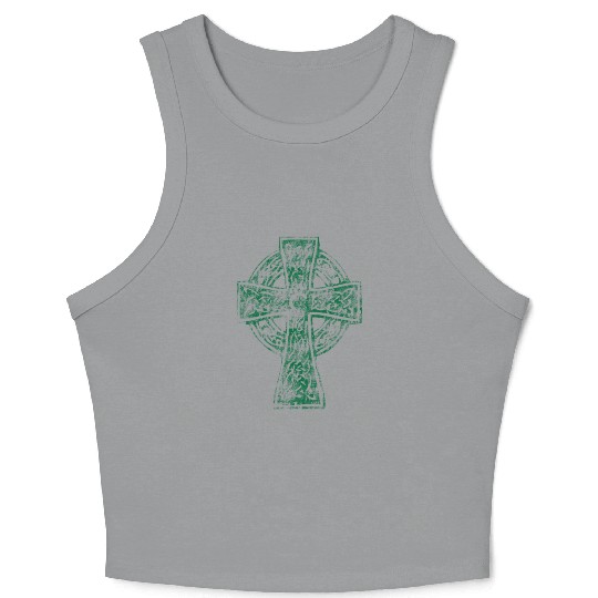 Classic Vintage Style Celtic Cross Crucifix Crop Tank Top