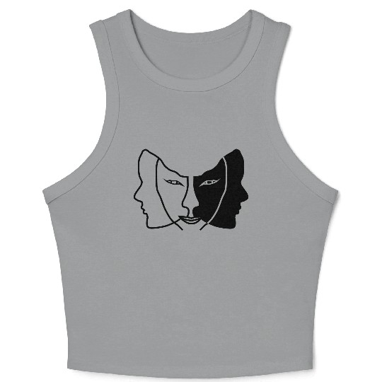 light dark face mask gemini Crop Tank Top