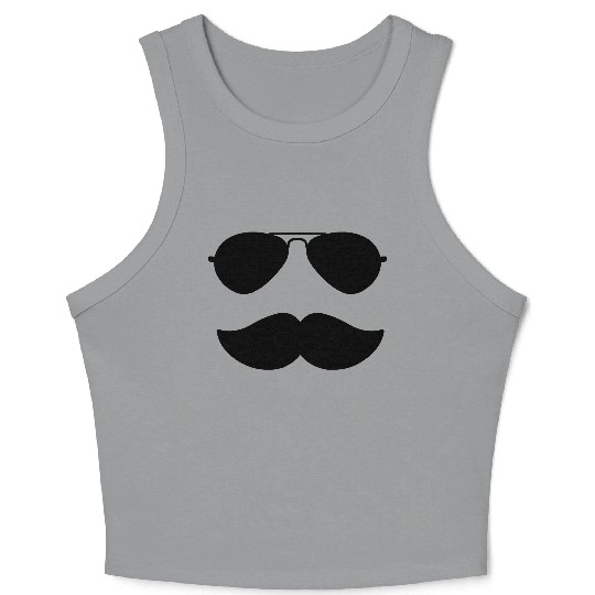 Aviators and Mustache - Father's Day - Movember Crop Tank Top
