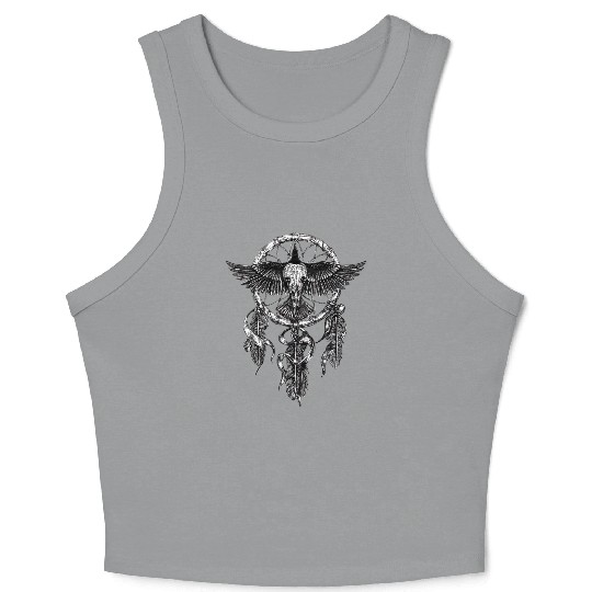 AD Skull Crow Dreamcatcher Crop Tank Top