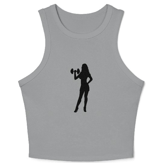 sexy woman female hot gym muscle strong workout be Crop Tank Top