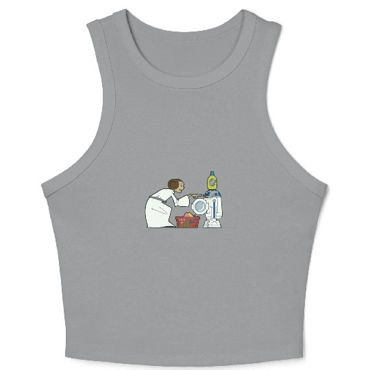 Funny Star Wars r2d2 and Leia comic Crop Tank Top