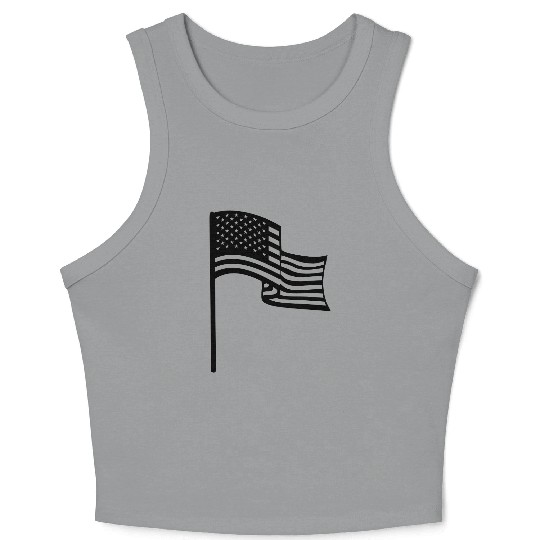 wind waving flagpole usa america united states tex Crop Tank Top