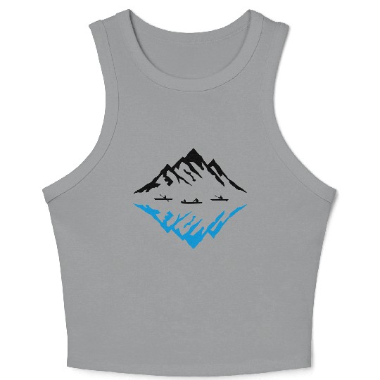 Canoe & Mountains, Reflection Crop Tank Top