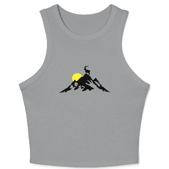 Mountain and Ibex at Sunrise Crop Tank Top