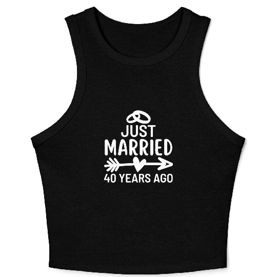 Just Married 40 Years Ago Wedding Anniversary Crop Tank Top