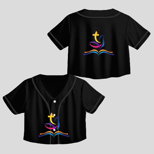 religion dove fish cross Crop Top Baseball Jerseys