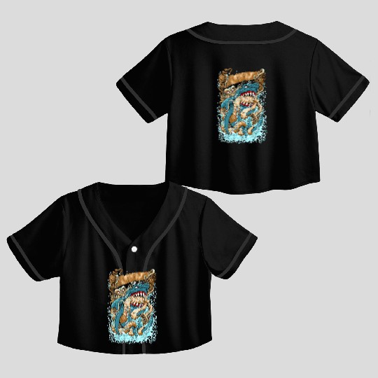 OCTOPUS v SHARK Crop Top Baseball Jerseys