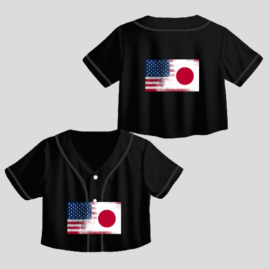 Japanese American Half Japan Half America Flag Crop Top Baseball Jerseys