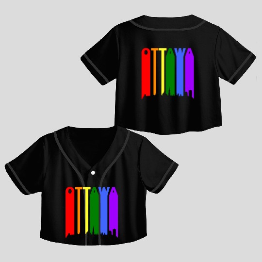 Ottawa Canada Rainbow Skyline LGBT Gay Pride Crop Top Baseball Jerseys