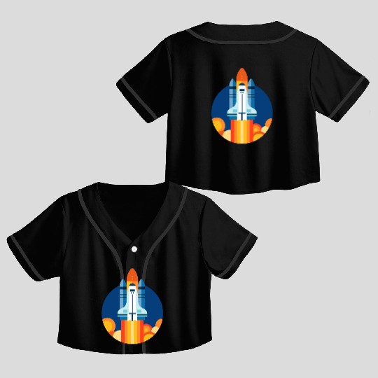 space shuttle launch Crop Top Baseball Jerseys