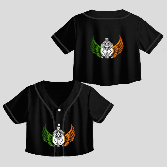 Irish Flag Design Celtic Cross Irish gift Crop Top Baseball Jerseys