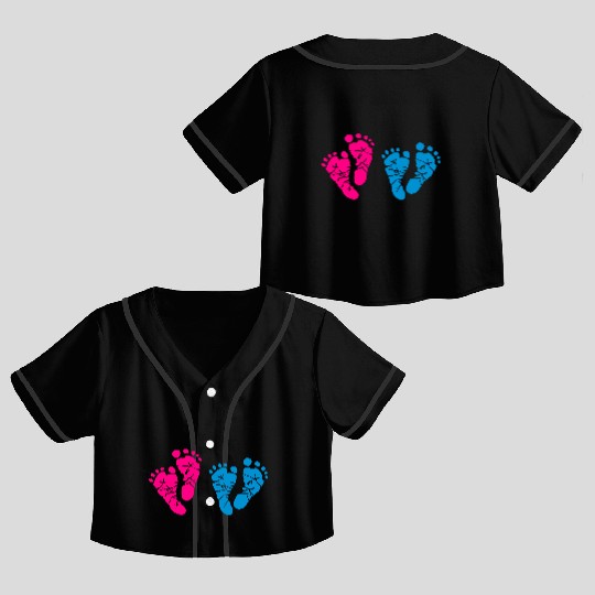 Twin Baby Feet - Pregnancy - Maternity - Mom to be Crop Top Baseball Jerseys