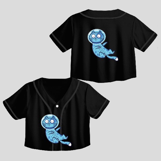 Space cat Crop Top Baseball Jerseys