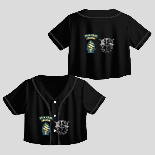U S Army Special Forces Green Berets SSI DUI Crop Top Baseball Jerseys