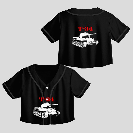 T 34 Soviet Russin World War II Tank Crop Top Baseball Jerseys