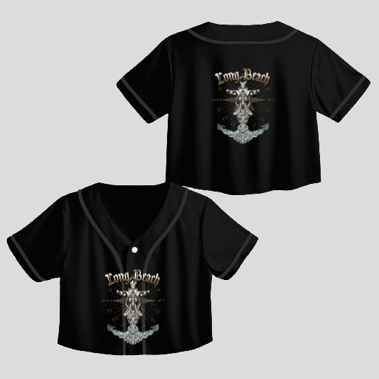 Long Beach Anchor Nautical Sailing Boat Summer Crop Top Baseball Jerseys