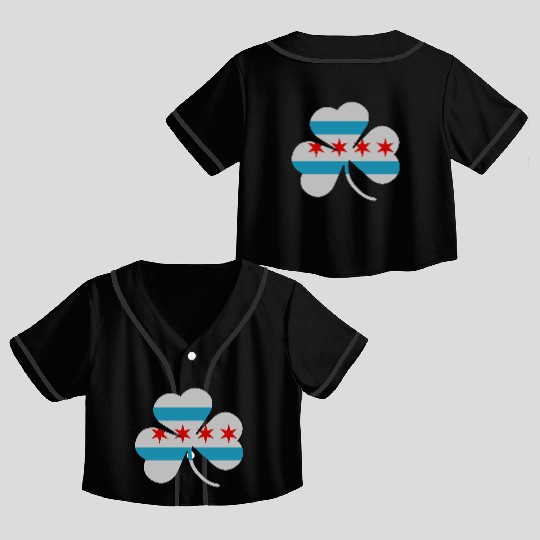 Irish Chicago Flag Shamrock Crop Top Baseball Jerseys