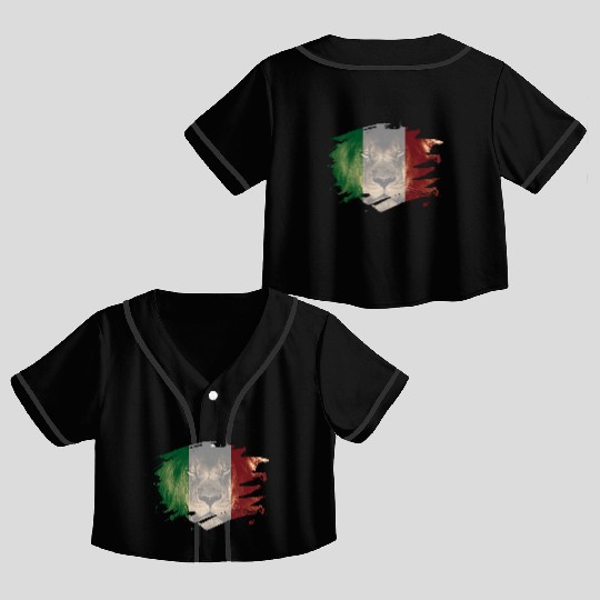 Italy Flag & African Lion Picture Crop Top Baseball Jerseys