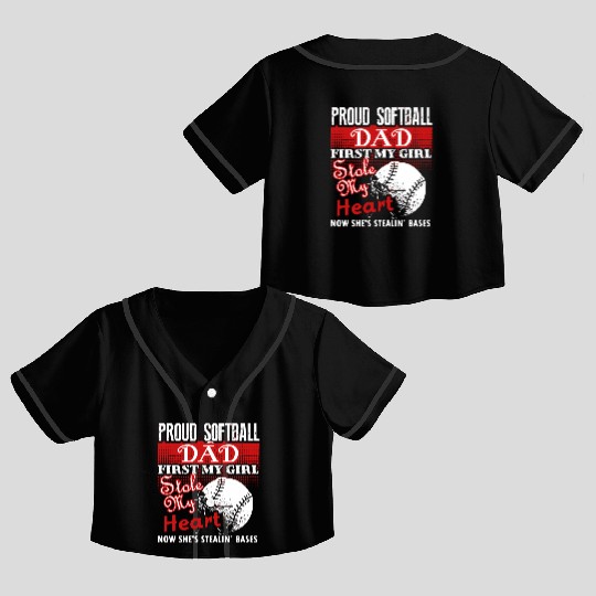 Softball - softball dad s - proud softball dad Crop Top Baseball Jerseys