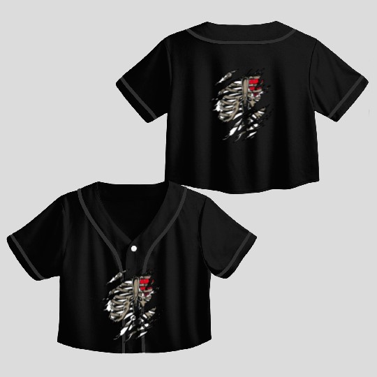 Rib Zombie Rib Cage Showing Skeleton Halloween Scary Light Crop Top Baseball Jerseys