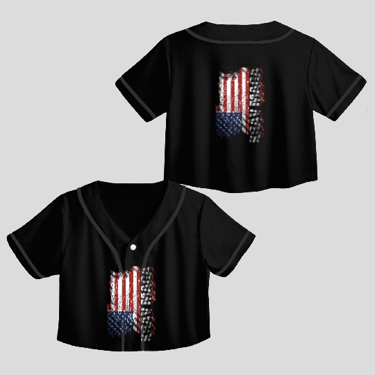 USA Flag Krav Maga Military Self Defense veteran t Crop Top Baseball Jerseys