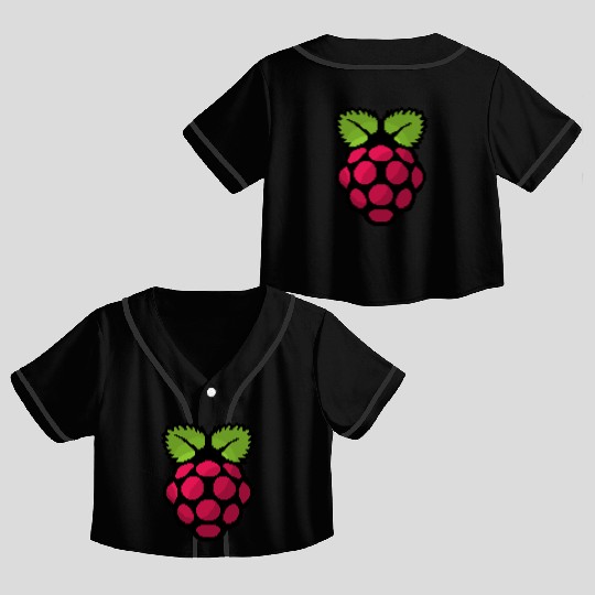 Raspberry Pi Pixel Logo Crop Top Baseball Jerseys