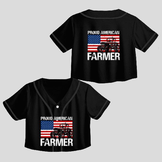 Proud American Farmer Design for Farmer Gifts for Crop Top Baseball Jerseys