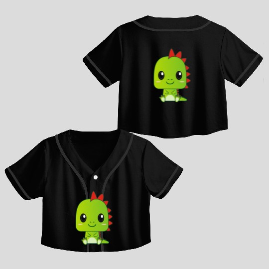 Cute Baby Green Dragon Crop Top Baseball Jerseys