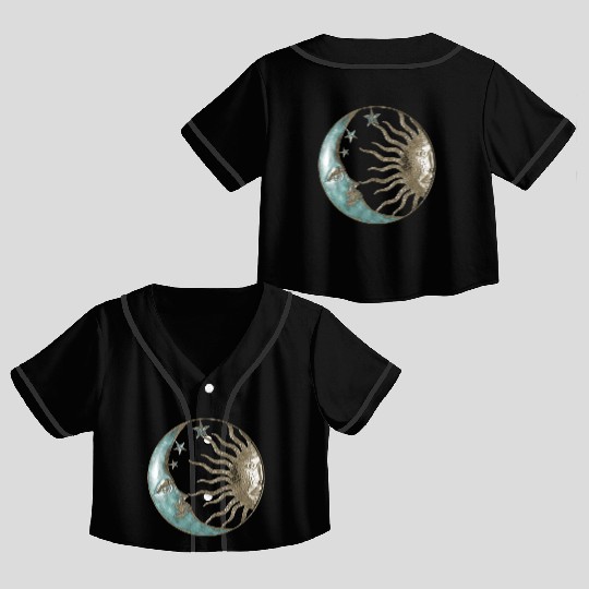 Moon and sun Crop Top Baseball Jerseys