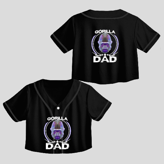 Gorilla Dad Crop Top Baseball Jerseys For Fathers Day Animal Lover Crop Top Baseball Jerseys