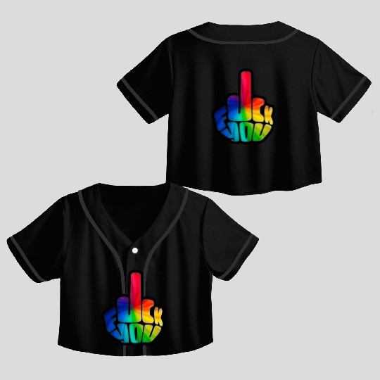 Funny Cute Middle Finger Vintage Crop Top Baseball Jerseys - F*ck You