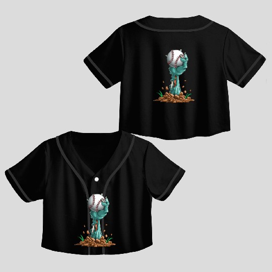 Zombie Hands Baseball Funny Halloween Horror Scary Crop Top Baseball Jerseys