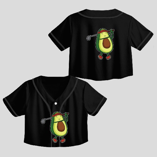 Funny avocado golf swing golf player gift Crop Top Baseball Jerseys