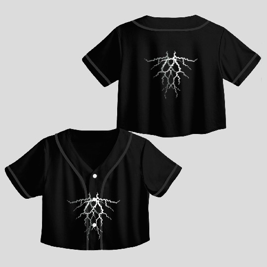 pattern lightning thunder weather storm storm elec Crop Top Baseball Jerseys