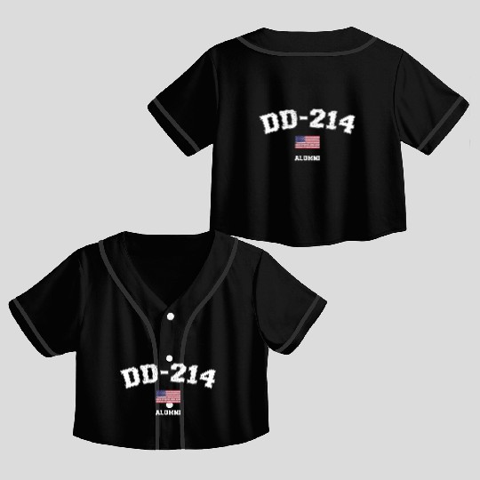 Dd 214 Us Armed Forces Alumni Usa Flag Vintage Crop Top Baseball Jerseys