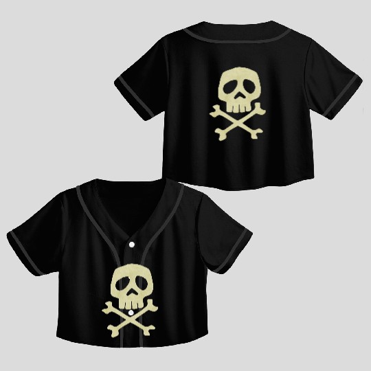 Misfits Style Captain Harlock Skull Crossbones Crop Top Baseball Jerseys