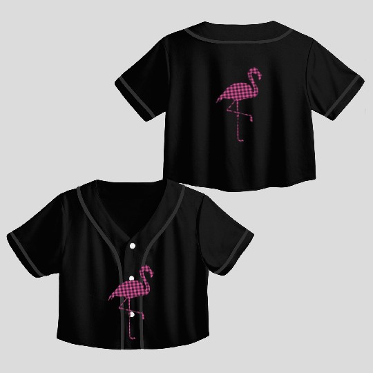 Pink Buffalo Plaid Flamingo Christmas Family Crop Top Baseball Jerseys
